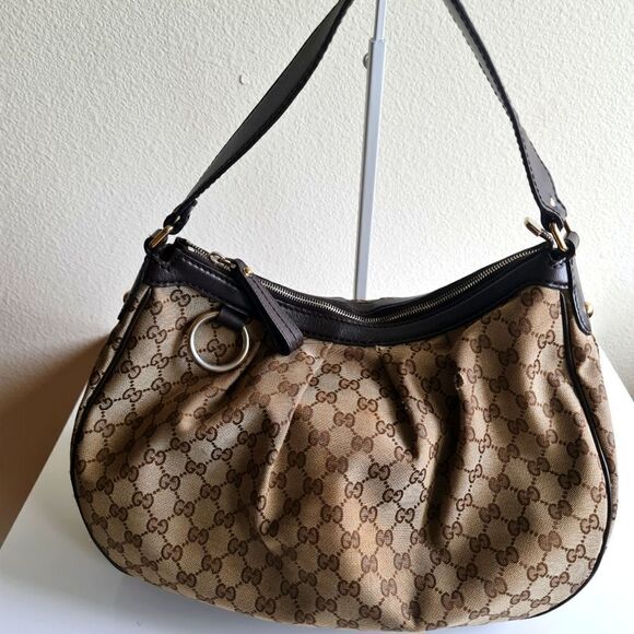 Gucci Handbags - Gucci GG monogram Sukey Hobo Bag Brown